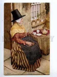 236391 UK English lady Tea Party Vintage Celesque series RPPC