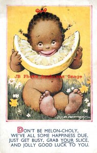 313103-Black Americana, Bamforth No K 75, Signed Tempest, Child Eating Melon
