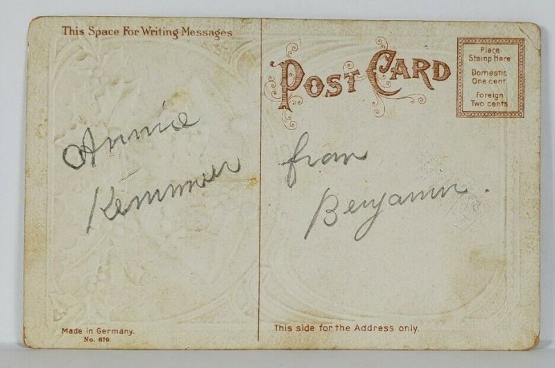 Christmas Greetings Silver Bells Lovely Cherubs c1910 Postcard S1