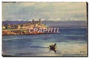 Old Postcard Antibes Alpes Maritimes Fort Carre and the Chaine des Alpes