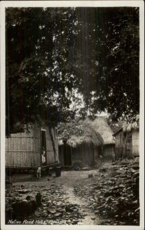 Panama - Native Reed Huts c1920s Real Photo Postcard