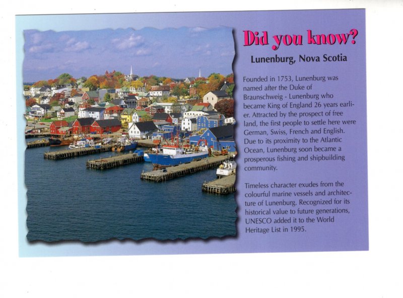 Large 5 X 7 inch,Did You Know, Lunenburg, Nova Scotia