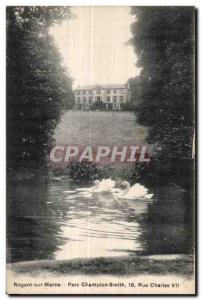 Old Postcard Nogent sur Marne Smith Street Park Champion Charles VII Swan Swan