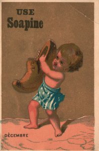 1880s-90s Soapine Washes Everything Kendall Mfg. Co Boy With Shoe Trade Card