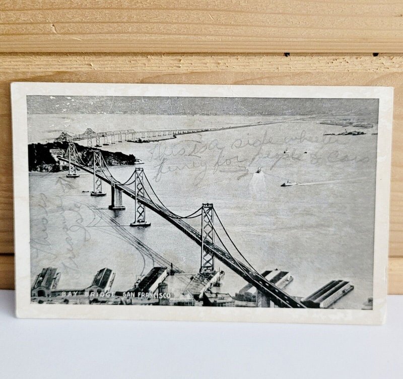 San Francisco Bay Bridge Vintage Postcard WW2 Era 1945 3.5 x 5.5