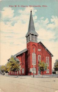 F16/ Urichsville Ohio Postcard c1910 First M.E. Church Building