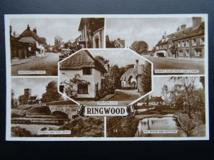 Hampshire RINGWOOD 5 Image Multiview - Old RP Postcard