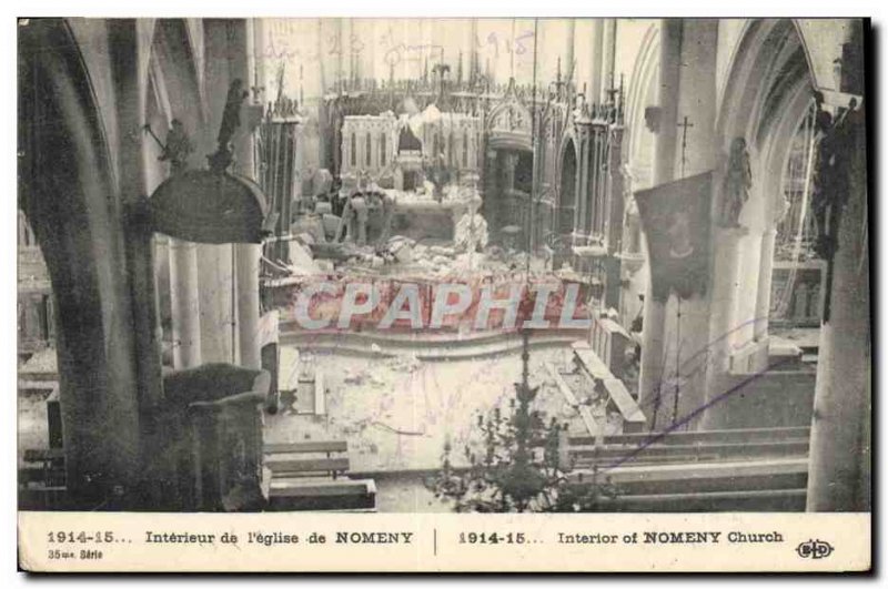 Postcard Old Army Interior of the church of Nomeny