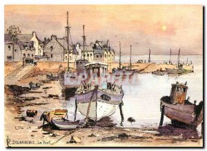 Modern Postcard Port Douarnenez The original watercolor by Robert Lepine