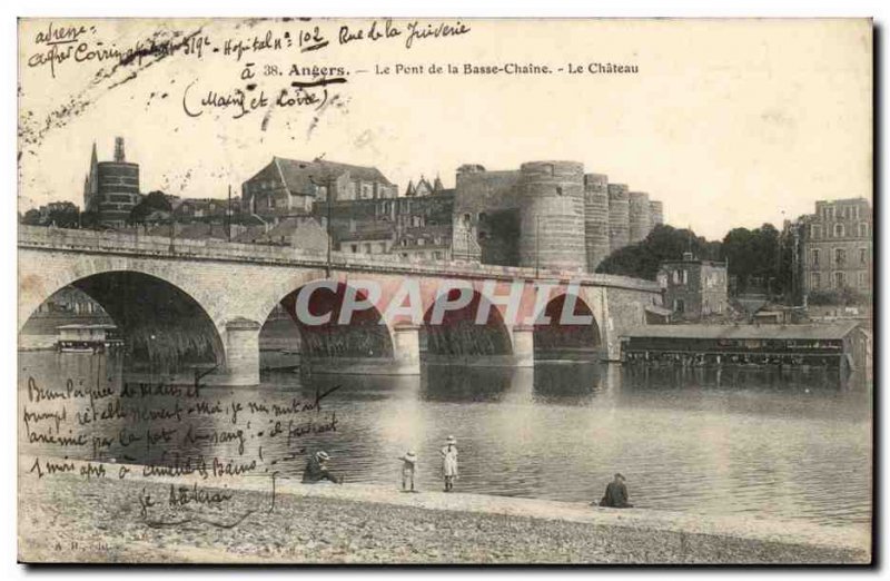 Postcard The Old angers low bridge chain The castle