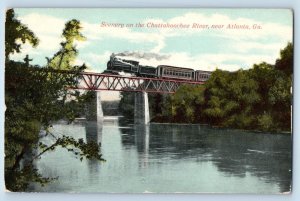 1911 Scenery On The Chattahoochee River Train Railway Atlanta Georgia Postcard