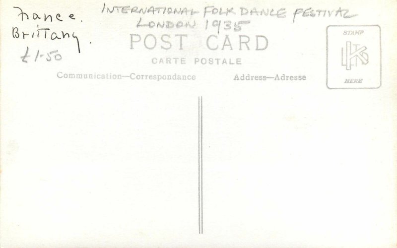 International Folk Dance Festival Exhibition London 1935 ethnic France Brittany