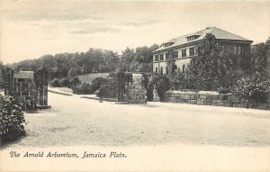 UDB Postcard; Jamaica Plain Boston MA Arnold Arboretum Building & Entrance Gates