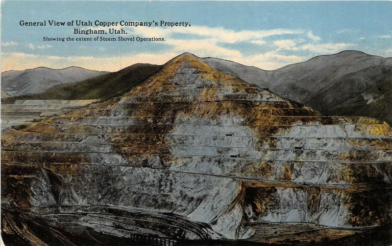 Bingham Utah c1910 Postcard General View of Utah Copper Company Mine