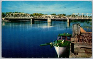 New Brunswick Canada 1955 Postcard Bridge On Jemseg River
