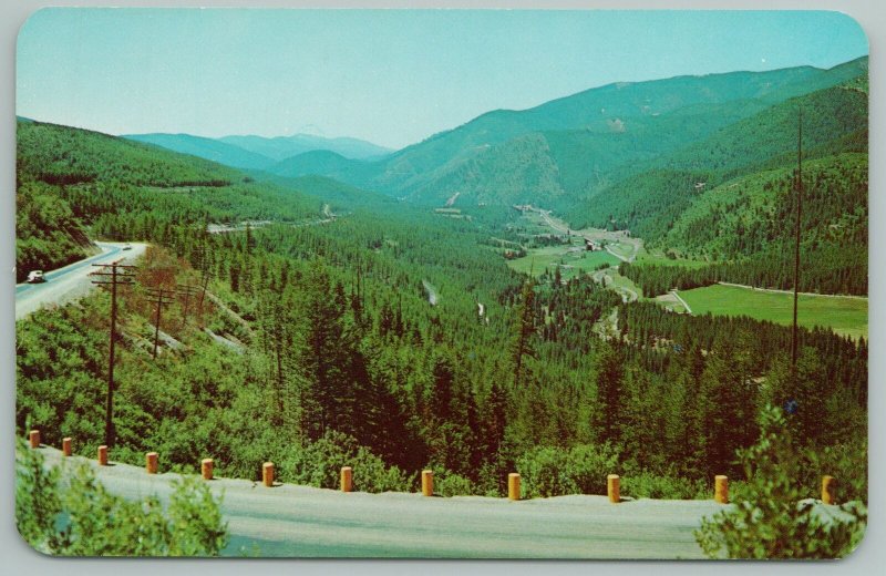 Idaho~View Road From Lookout Pass Entering St From Missoula MT~Vintage PC