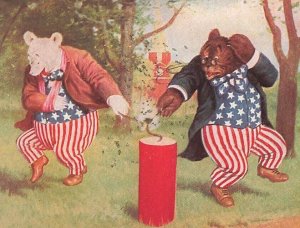 1907 Roosevelt Bears Uncle Sam Firecracker Fourth of July E Stern P439 