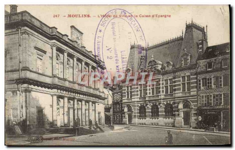 Old Postcard Moulins L & # 39Hotel Town And The Caisse D & # 39Epargne