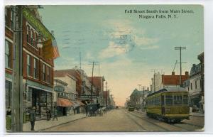 Falls Street South From Main Streetcar Niagara Falls New York 1912 postcard