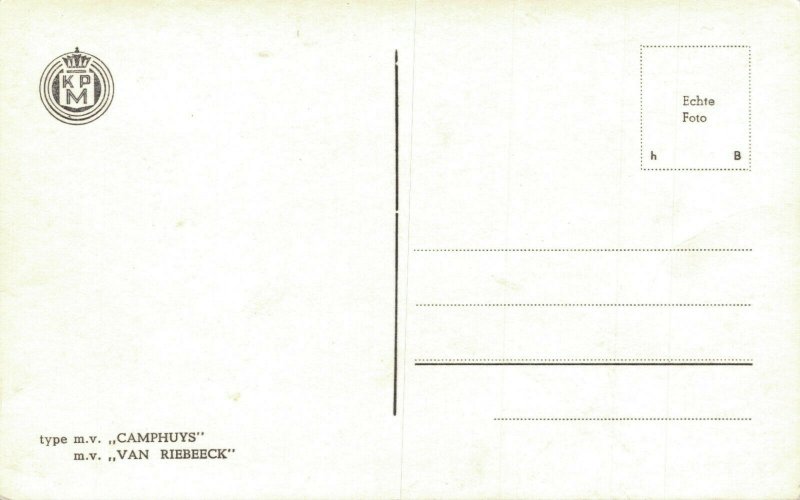 m.v. Camphuys m.v. Van Riebeeck Ship RPPC 06.11