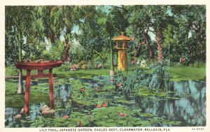 Lily Pool Japanese Garde Eagles Nest Clearwater Florida Vintage Postcard c1930