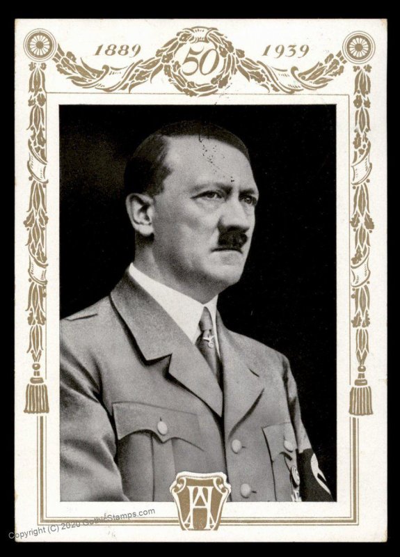 3rd Reich Germany 1939 Adolf Hitler 50th Birthday Propaganda Card G98444