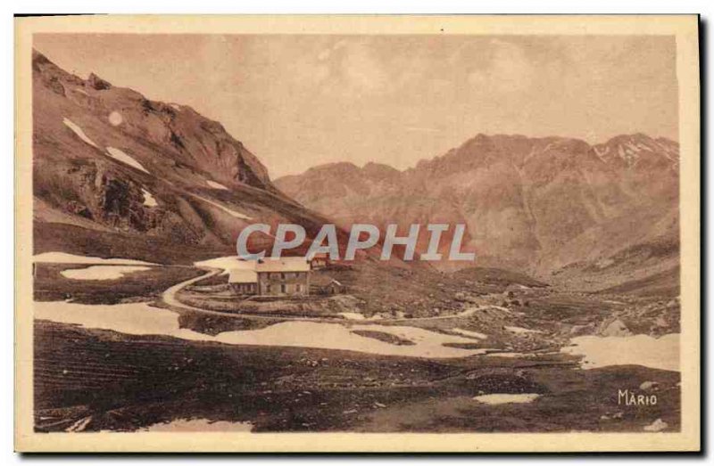 Old Postcard Alpine Road Pass Cayolle and Refuge