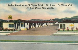 1940s San Diego California Miles Motel La Mesa occupation Postcard 25-12232