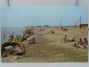 New Vintage Postcard People Relaxing on the Beach at St Osyth Essex 1960s Vgc