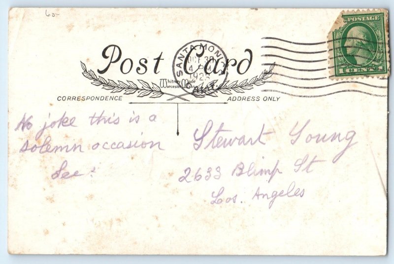 1923 Halloween Black Cat Playing Violin Anthropomorphic Mouse Dancing Postcard