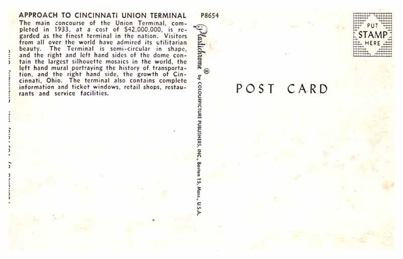 Postcard TRAIN STATION SCENE Cincinnati Ohio OH AS3587