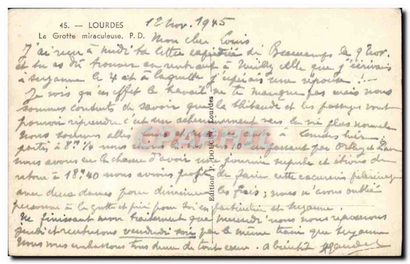 Old Postcard Lourdes Grotto Miraculous