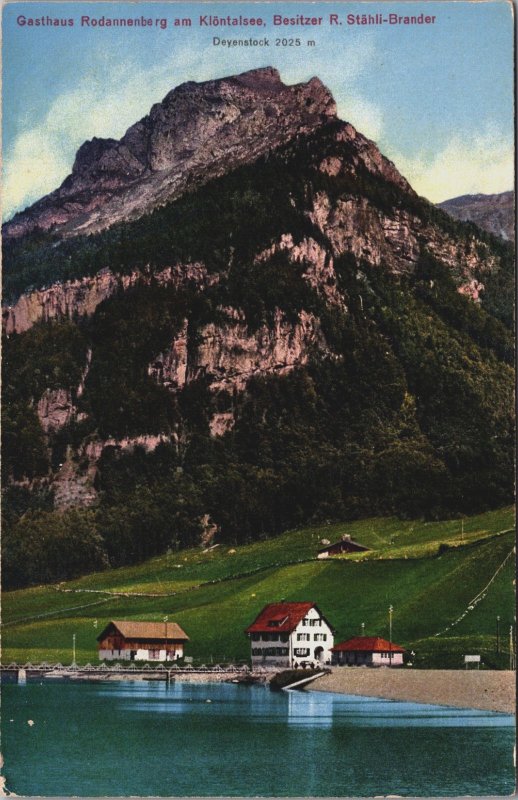 Switzerland Klöntal Gasthaus Rhodannenberg am Kontalsee Vintage Postcard C136