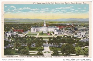 Colorado Denver Panorama Of The Civic Center From Capitol Dome 1955