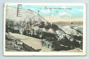 c.1920s Pikes Peak Auto Highway, Car, Mountain, Colorado Postcard