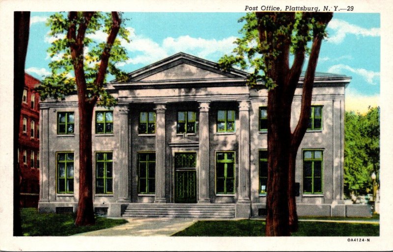 New York Plattsburg Post Office Curteich