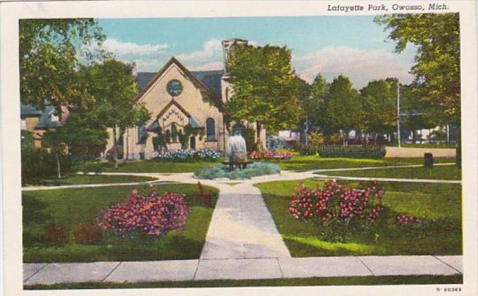 Michigan Owosso Scene In Lafayette Park 1948 Curteich