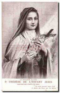 Postcard Old Therese of Lisieux Jesus & # 39enfant covering her pink crucifix