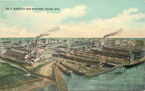 Ohio Toledo Birdseye View Shipyards #9 Boutelle C-1910 Postcard 22-6251