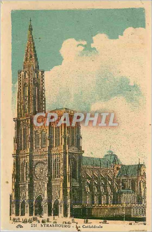 Old Postcard Strasbourg La Cathedrale