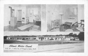 Postcard 1940s Michigan Higgins Lake Allen's Motor Court occupation MI24-1712