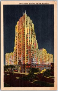 Detroit Michigan, 1954 Fisher Building, Cathedral of Business, Vintage Postcard