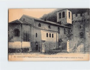 Postcard Eglise St-Laurent, Grenoble, France