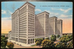 Vintage Postcard 1939 General Motors Building, Detroit, Michigan (MI)