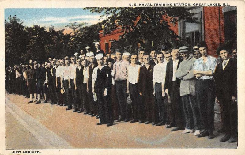 Great Lakes Illinois Naval Training Station Arrivals Antique Postcard K15738