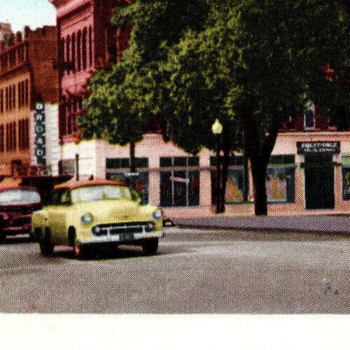 Lancaster, Ohio Fountain Square, Street View, Mid-1900s Cars, Store Fronts-A35 