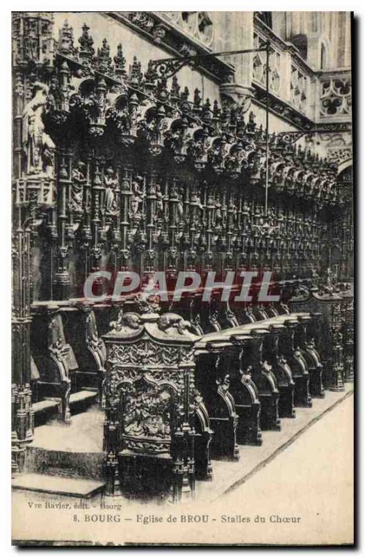 Old Postcard Bourg Brou Church Choir Stalls