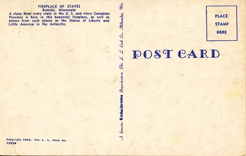 MN - Bemidji. Fireplace of States, Interior