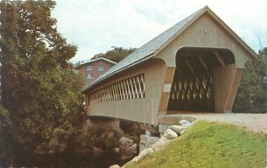 Henniker NH New England College Covered Bridge Chrome Postcard Unused