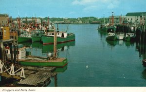 Vintage Postcard 1973 Draggers Party Boats Town Landing Gloucester Massachusetts